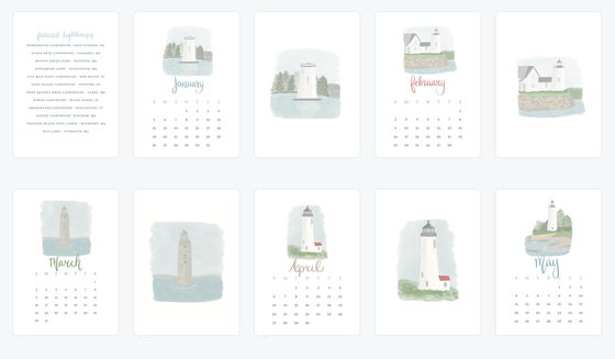 2025 Desktop Calendar -  Lighthouses of New England